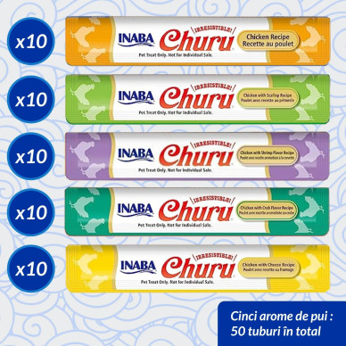 Churu Cat Varieties cu Pui, 50 buc – recompense cremoase pentru pisici